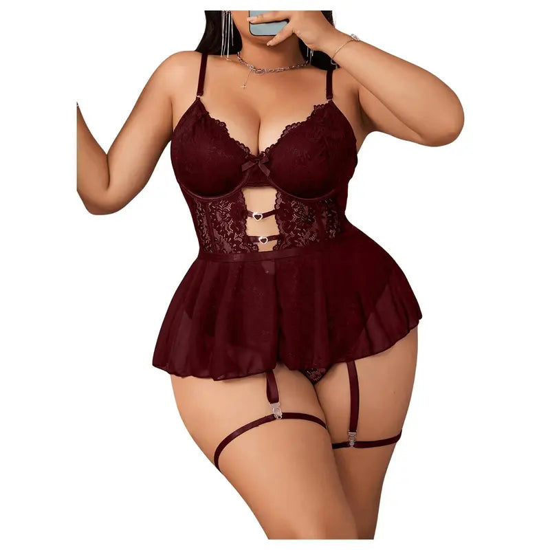 Shinyyep Women's Plus Size Teddy Lingerie Sets