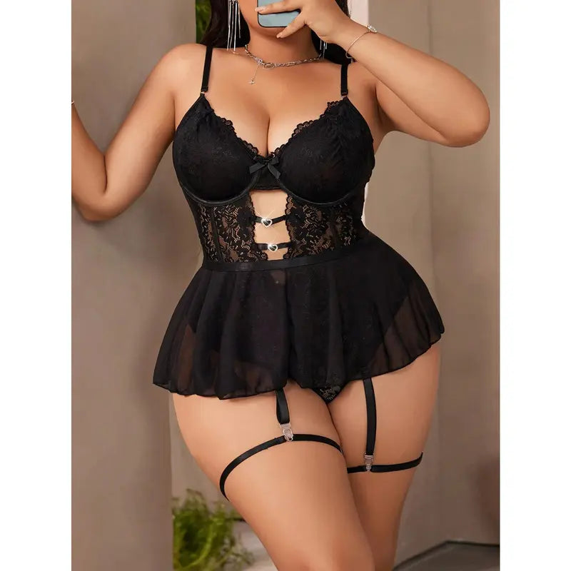 Shinyyep Women's Plus Size Teddy Lingerie Sets