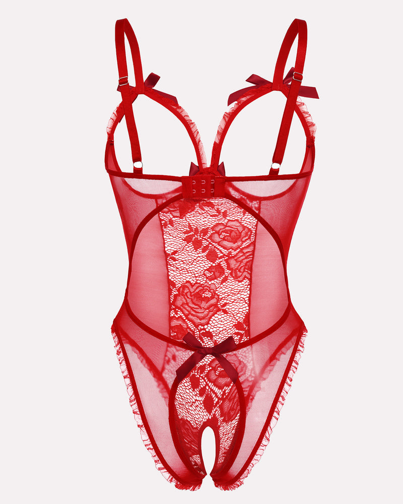 Crotchless Lace Mini Bodysuit